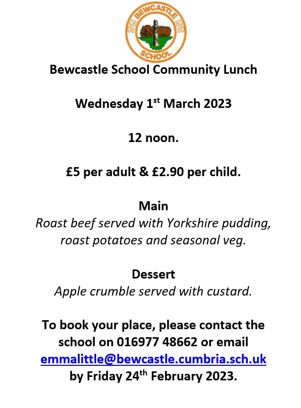 Bewcastle School Community Lunches - Bewcastle Primary School