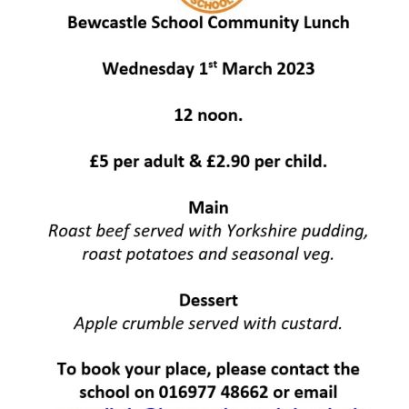 Community Lunch - Wednesday 1st March 2023